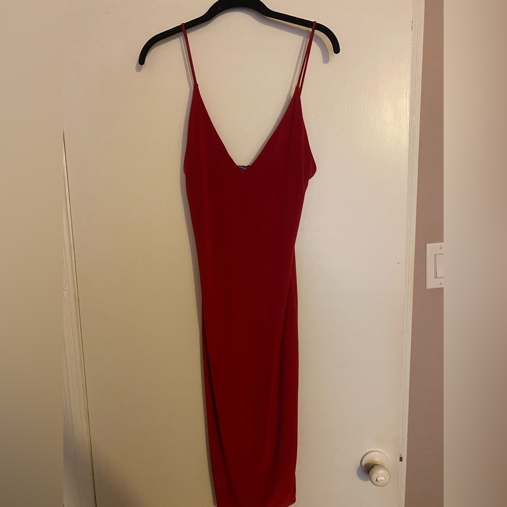 Red silk dress from fashion nova, never worn